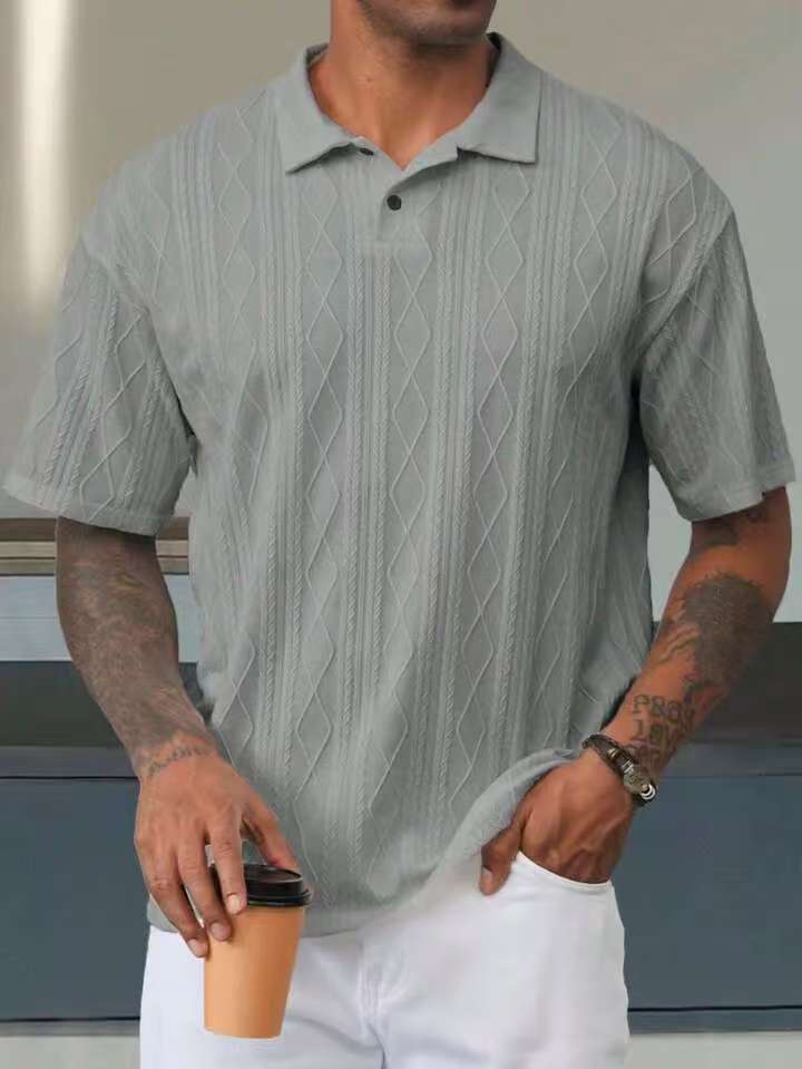 Breathable Short Sleeve Loose Texture Knitted