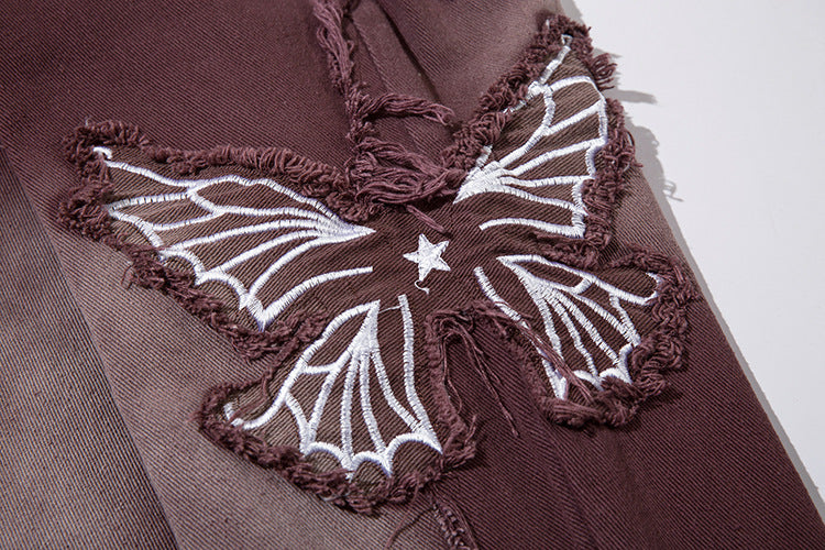 Women's Retro Butterfly Embroidered Jeans