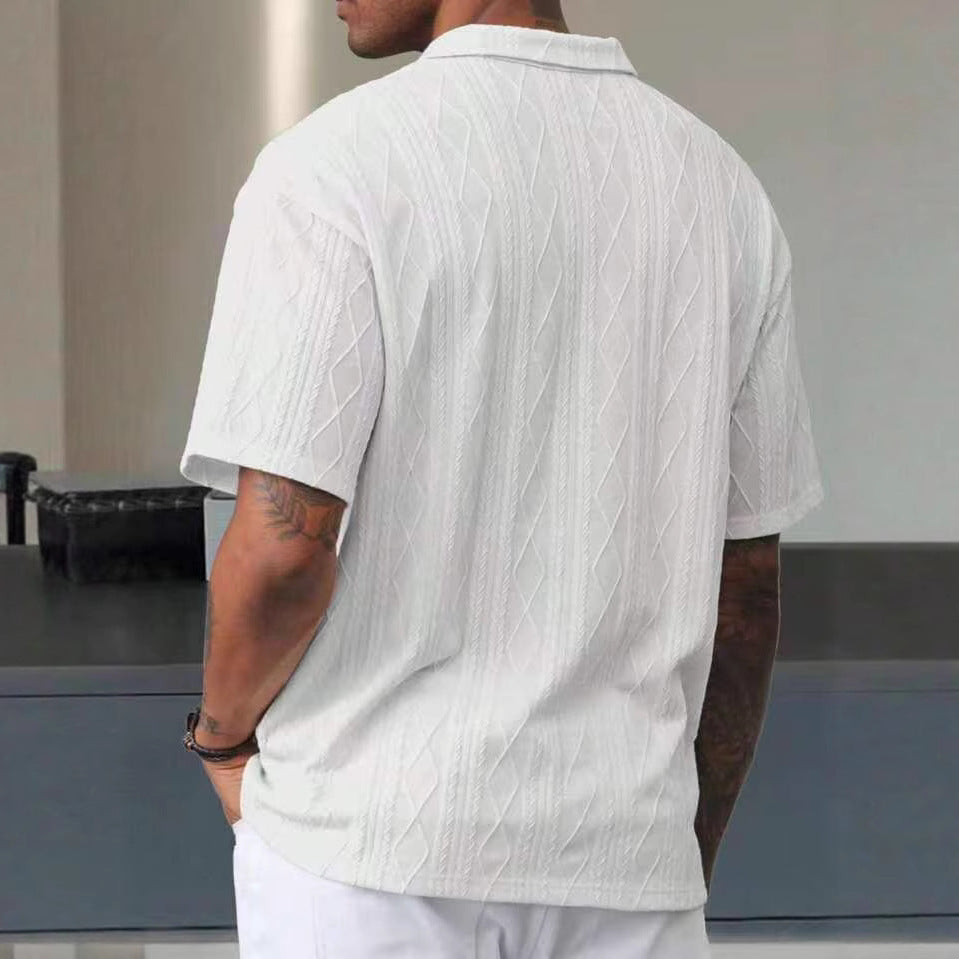 Breathable Short Sleeve Loose Texture Knitted