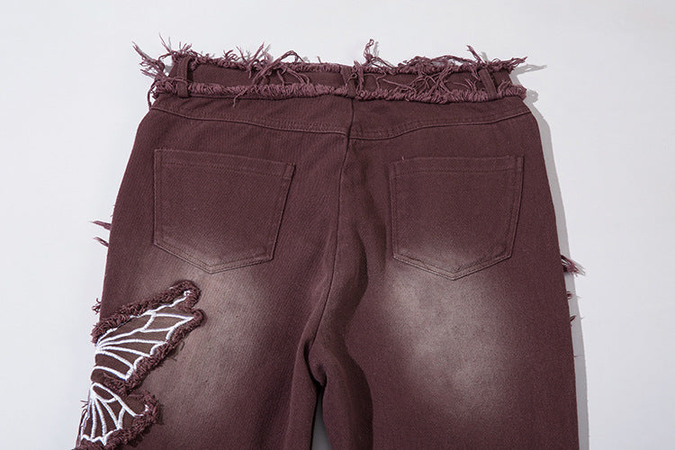 Women's Retro Butterfly Embroidered Jeans