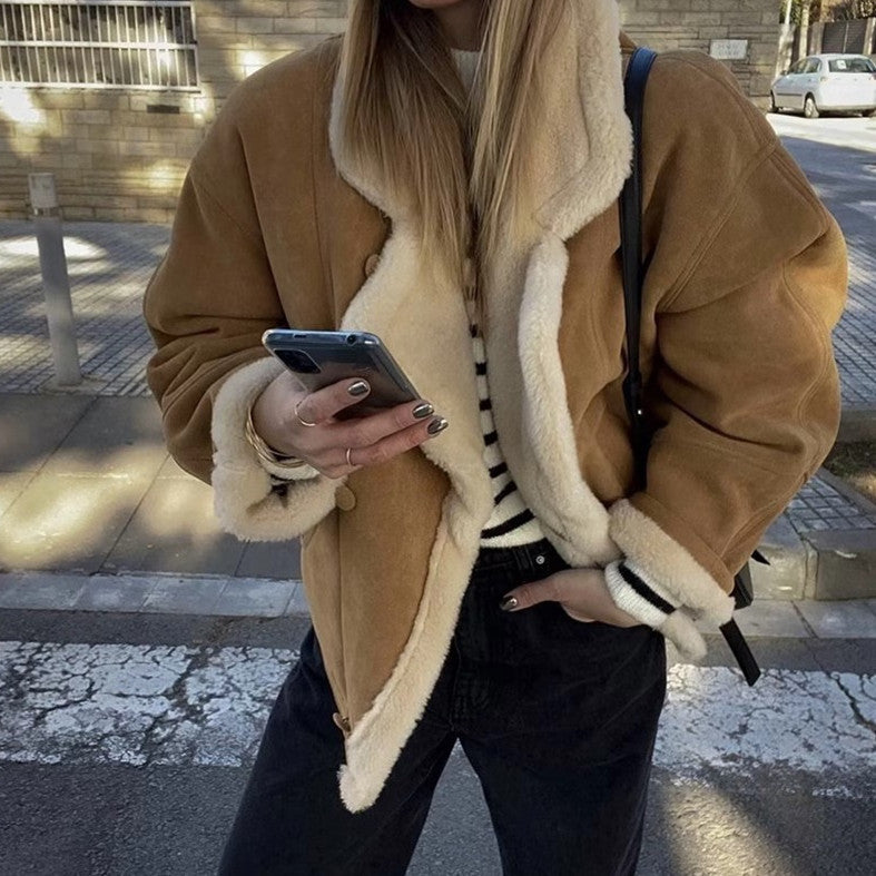 Lamb Wool Khaki Coat