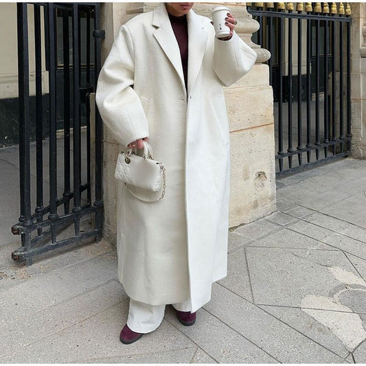 Long Woolen Coat Outerwear  Style
