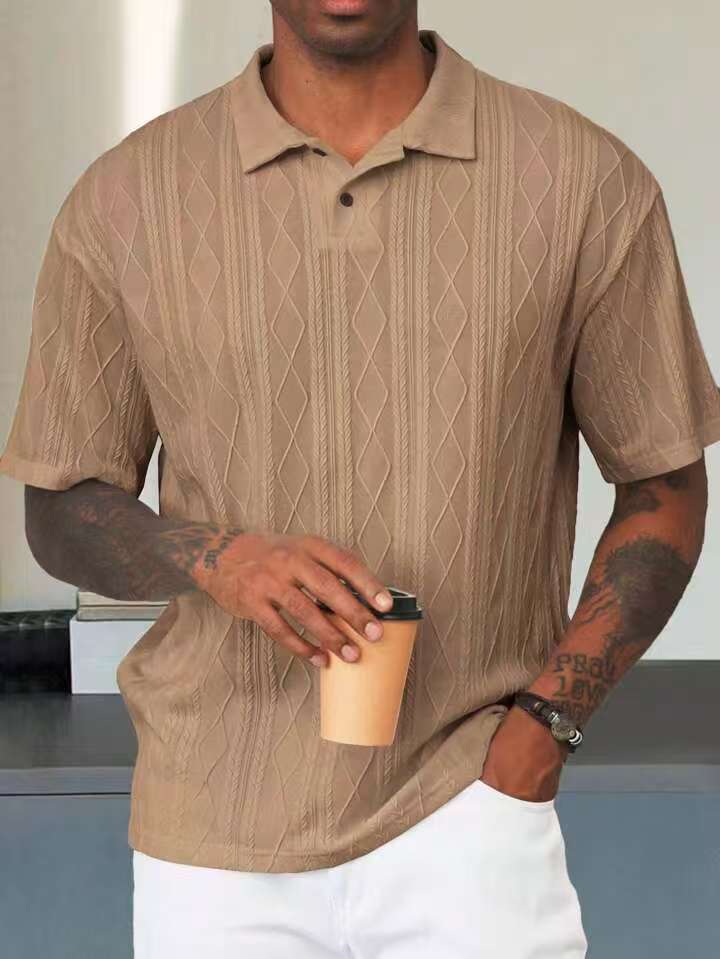 Breathable Short Sleeve Loose Texture Knitted