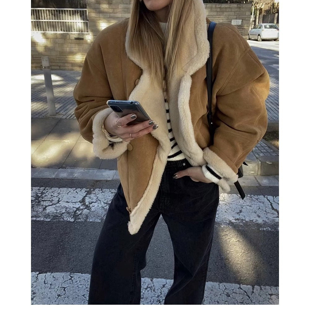 Lamb Wool Khaki Coat