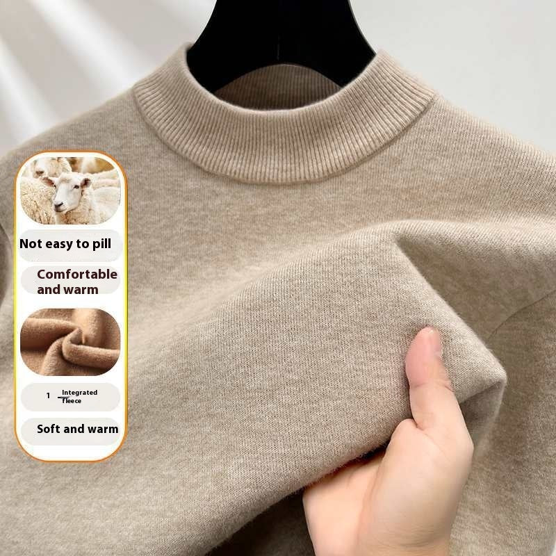 Wool Leather Velvet Padded Sweater