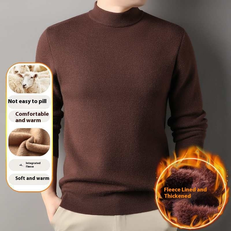 Wool Leather Velvet Padded Sweater