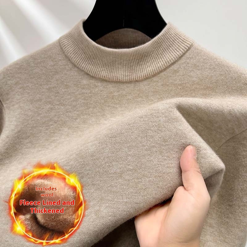 Wool Leather Velvet Padded Sweater