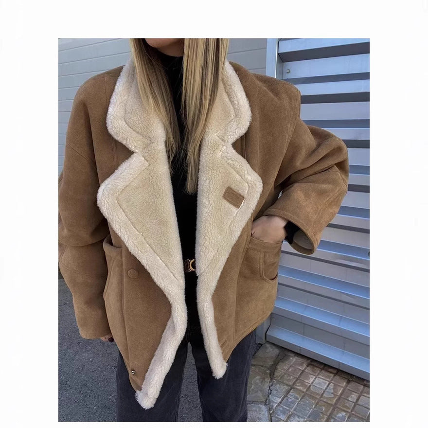Lamb Wool Khaki Coat