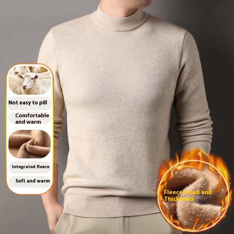 Wool Leather Velvet Padded Sweater