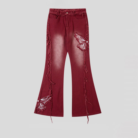 Women's Retro Butterfly Embroidered Jeans