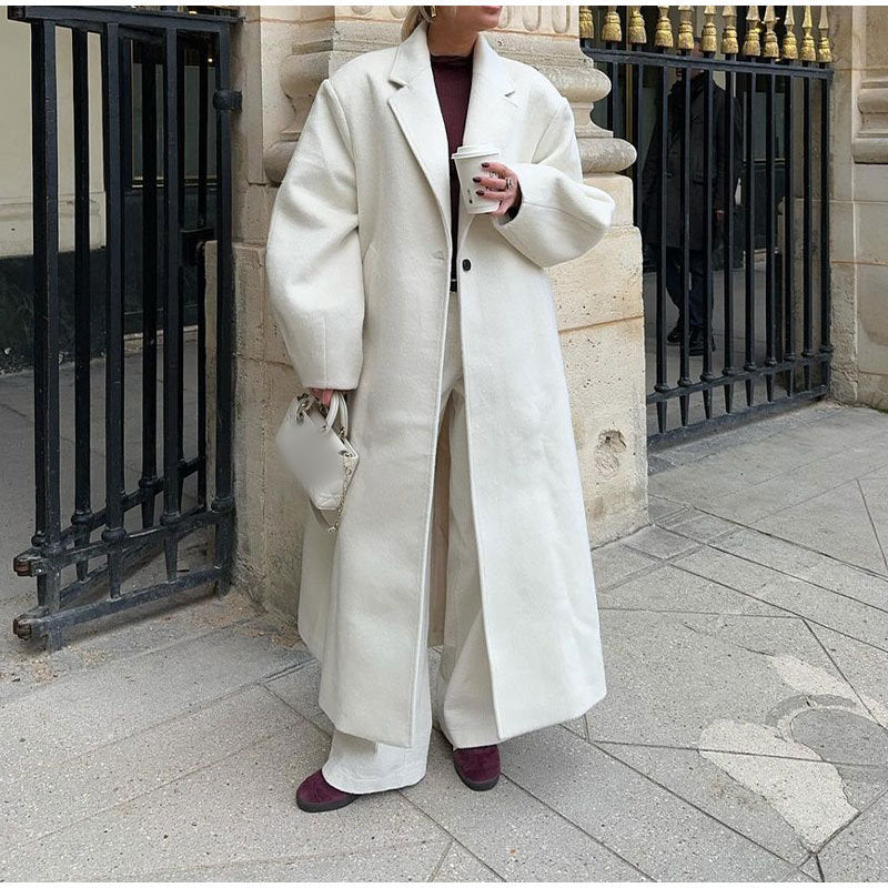 Long Woolen Coat Outerwear  Style