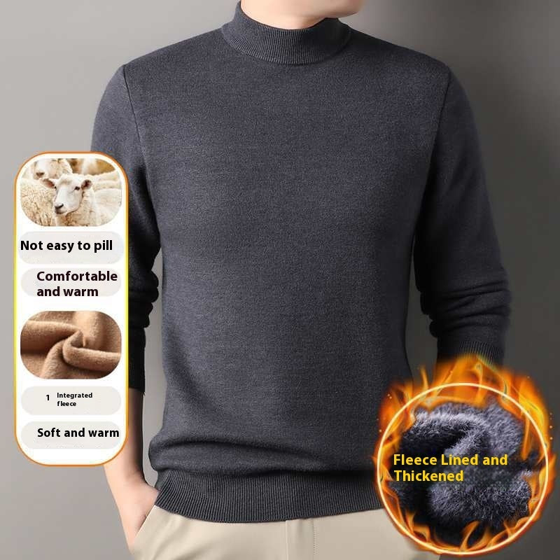 Wool Leather Velvet Padded Sweater