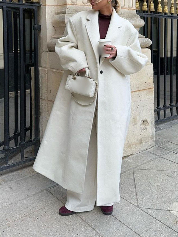 Long Woolen Coat Outerwear  Style