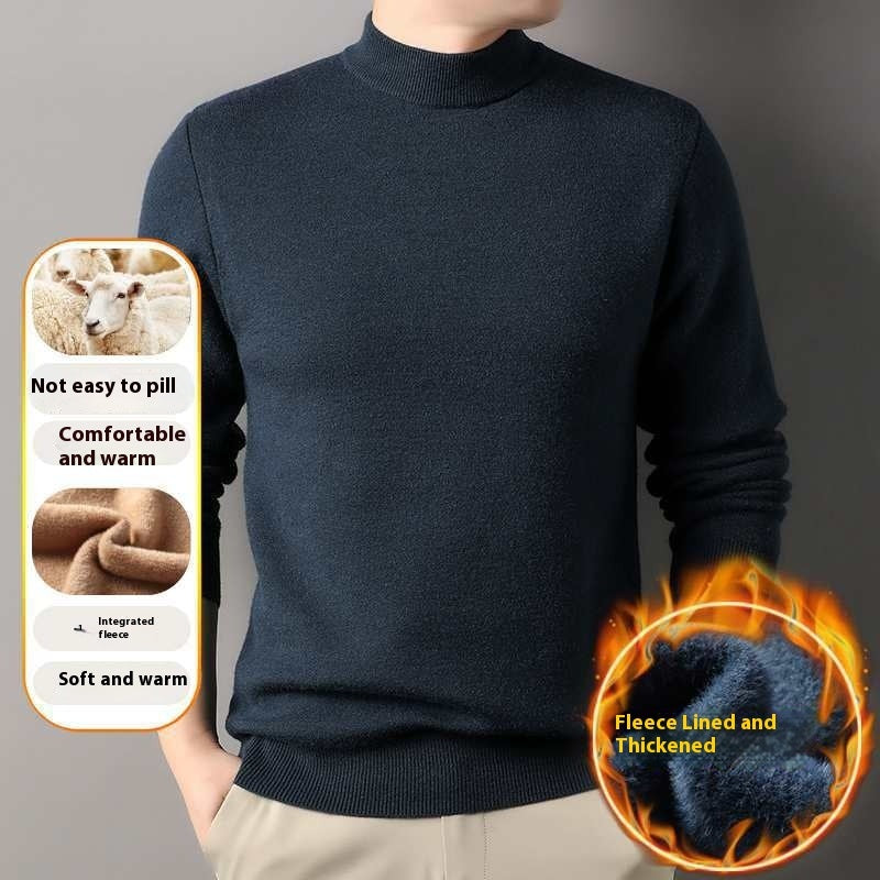 Wool Leather Velvet Padded Sweater