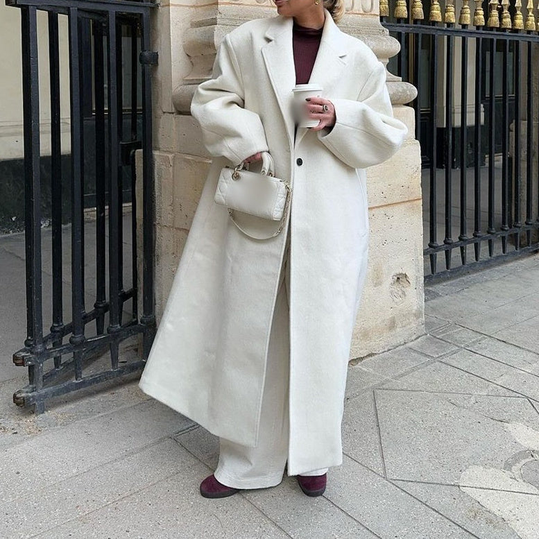 Long Woolen Coat Outerwear  Style